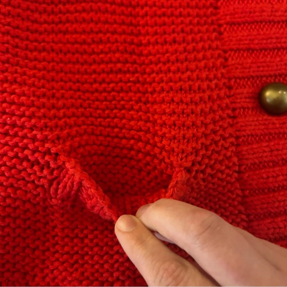 J. Crew Handknit Red Double Breasted Cardigan Chunky Sweater Women’s Size S